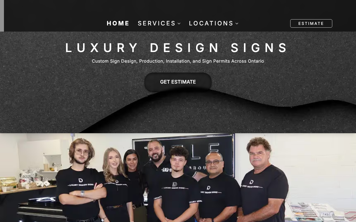 Luxury Design Signs website homepage preview