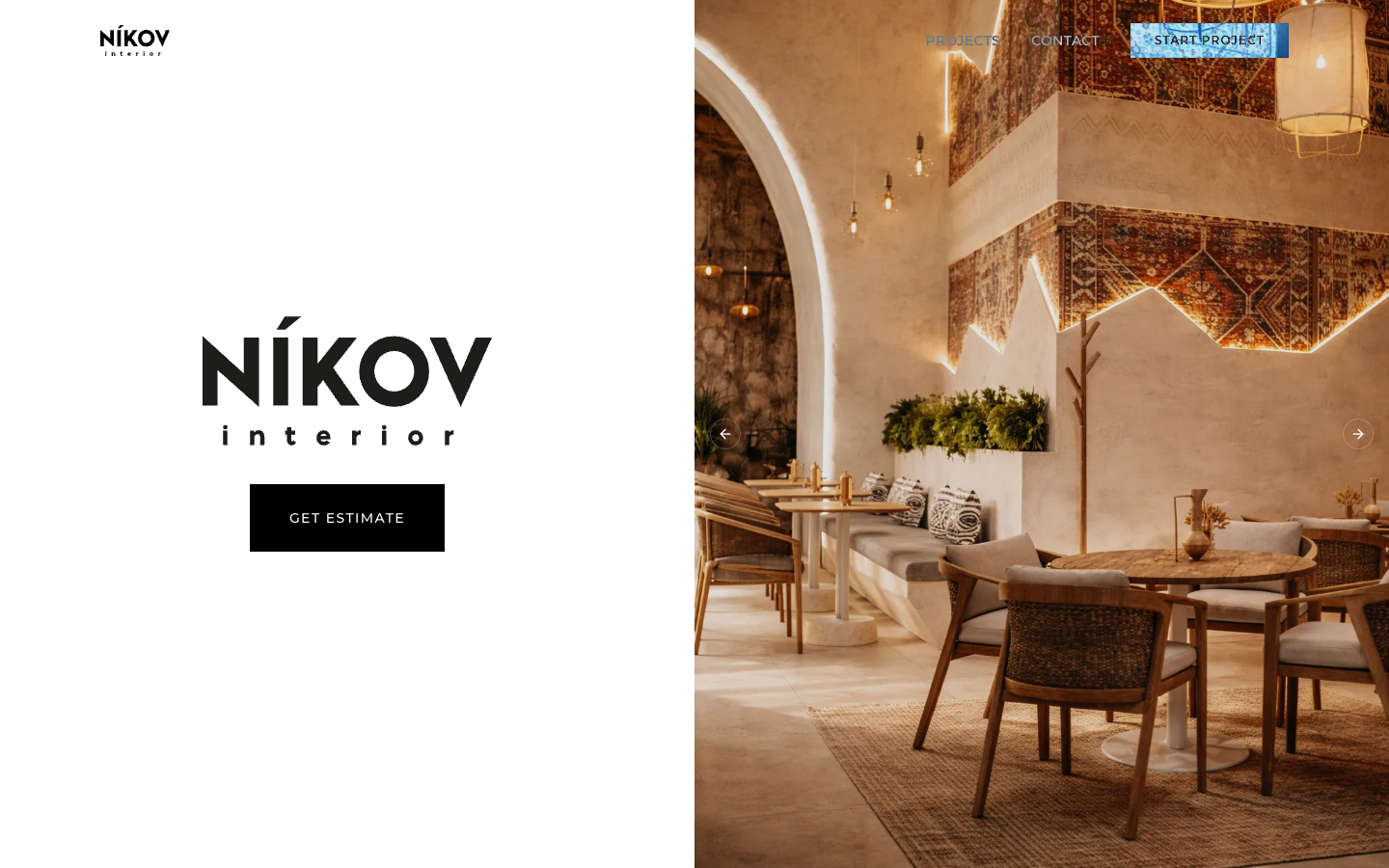 Nikov Interior website homepage preview