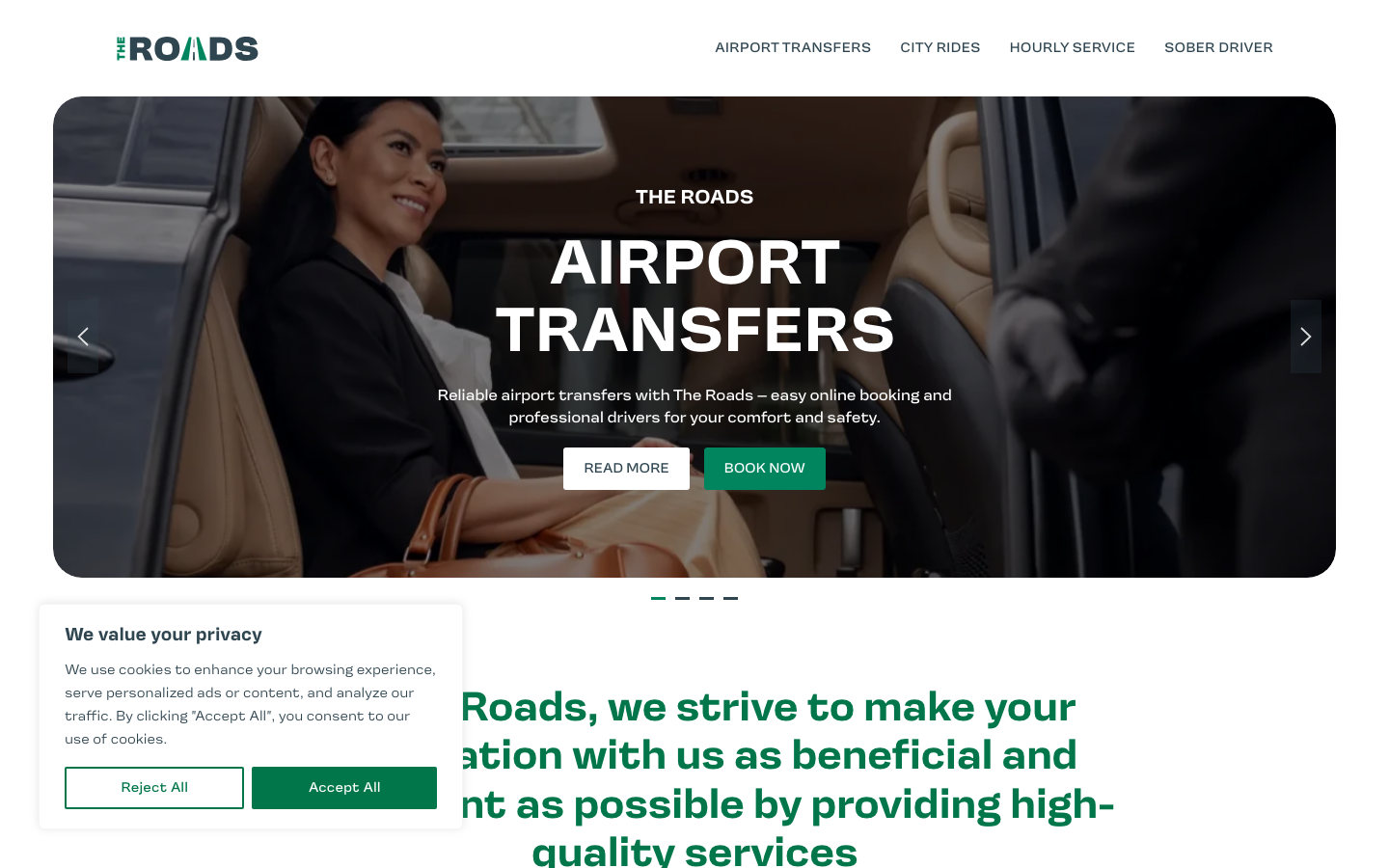 The Roads private travel website preview